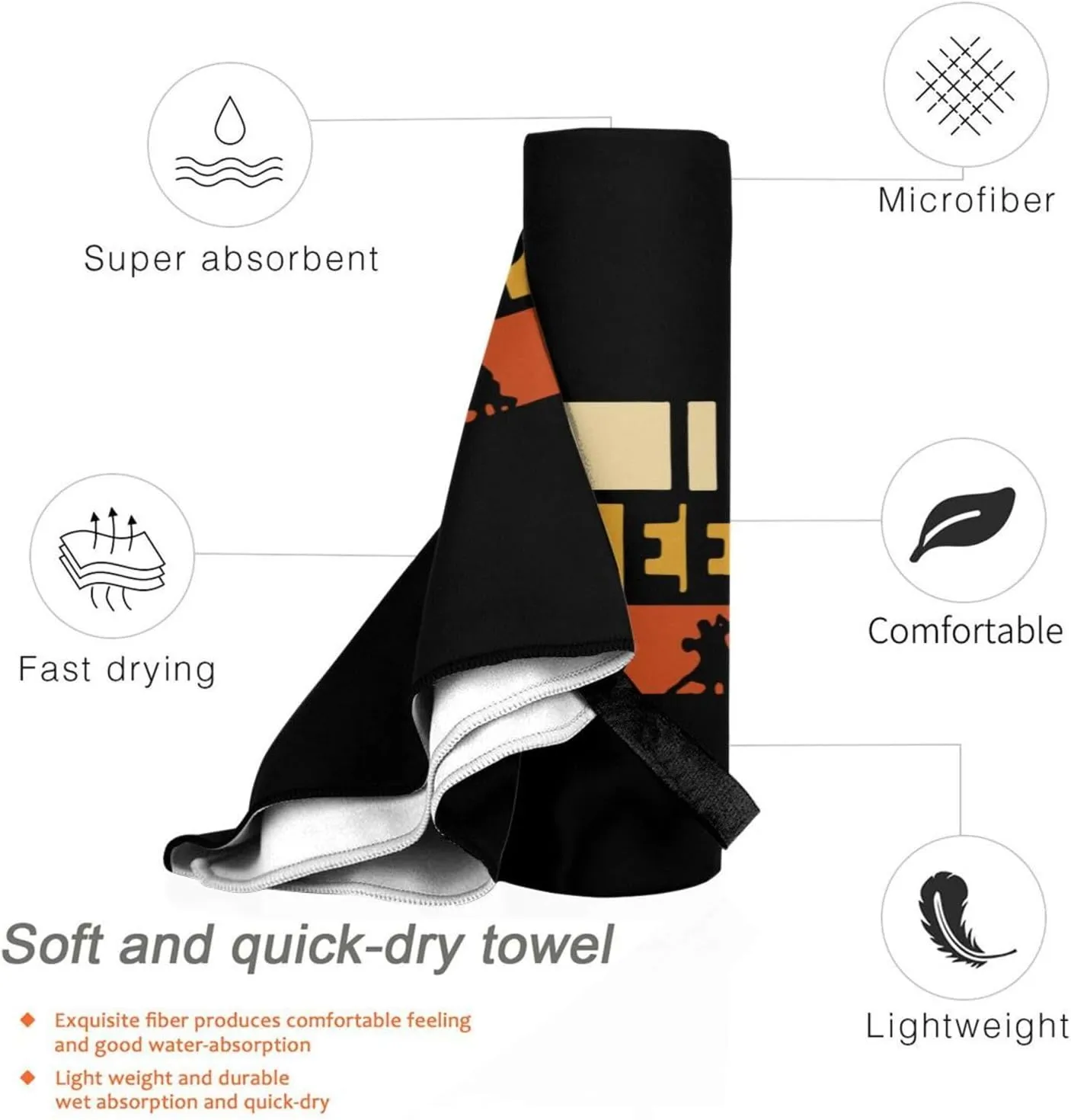 Eat Sleep Salsa Repeat Beach Towel with Travel Bag 27.5"x55" Quick Dry Sand Free Lightweight Large Oversized Towels Light Vacation Essentials