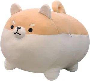 EHOTONG Shiba Inu Dog Plush Pillow, Corgi Stuffed Animal Plush Toy Hug Pillow Gifts for Girl Boy (Brown, 19.6in)