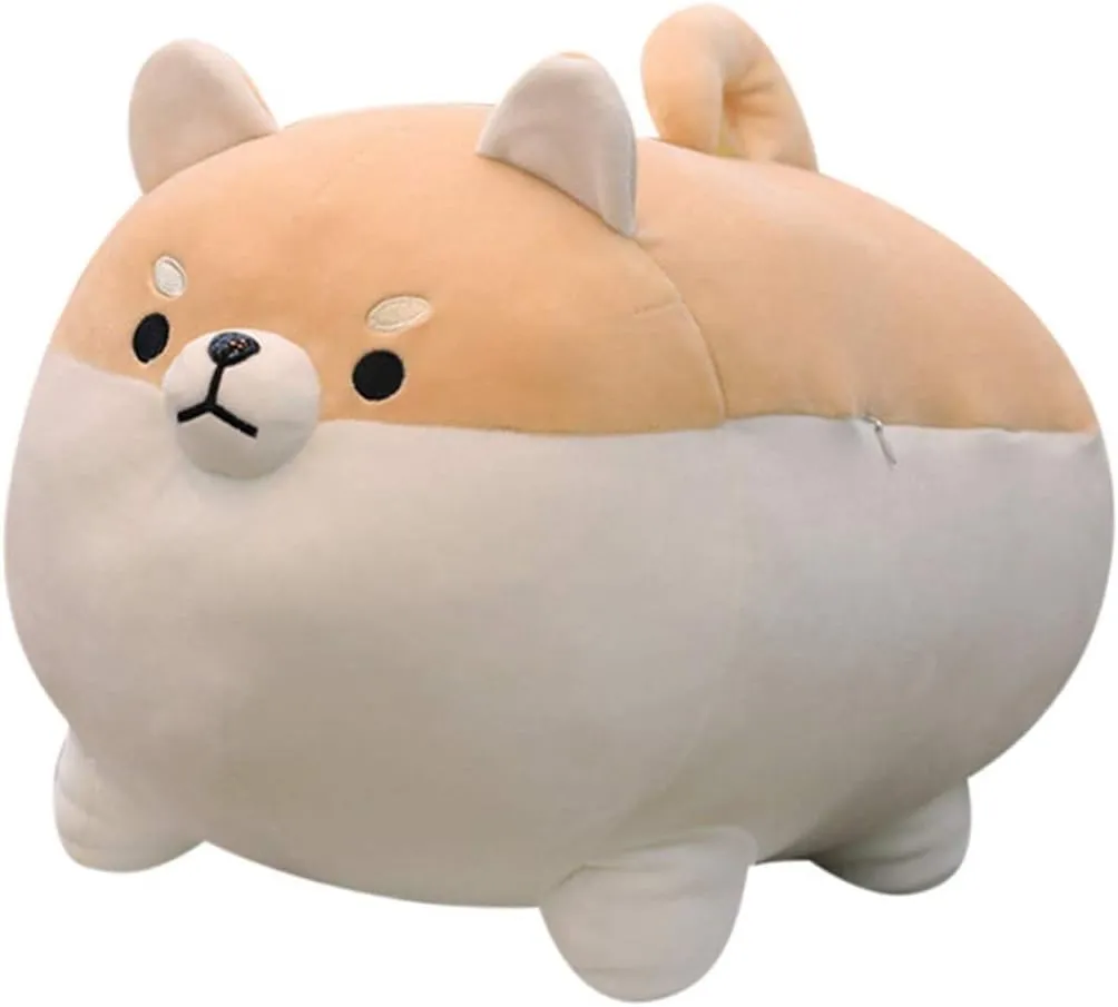 EHOTONG Shiba Inu Dog Plush Pillow, Corgi Stuffed Animal Plush Toy Hug Pillow Gifts for Girl Boy (Brown, 19.6in)
