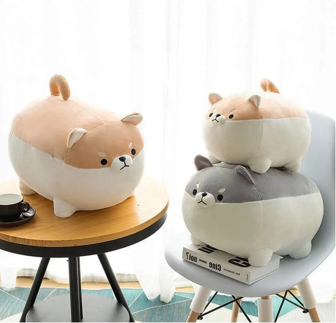 EHOTONG Shiba Inu Dog Plush Pillow, Corgi Stuffed Animal Plush Toy Hug Pillow Gifts for Girl Boy (Brown, 19.6in)