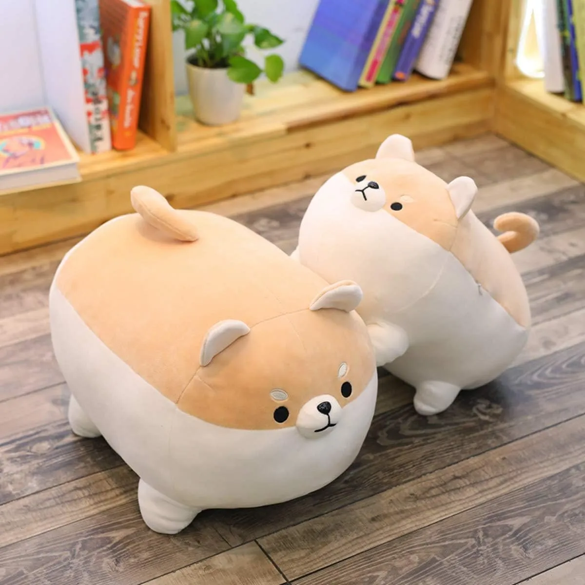 EHOTONG Shiba Inu Dog Plush Pillow, Corgi Stuffed Animal Plush Toy Hug Pillow Gifts for Girl Boy (Brown, 19.6in)