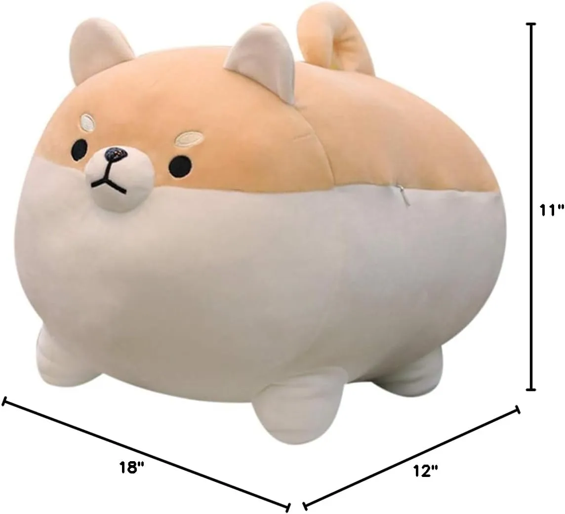 EHOTONG Shiba Inu Dog Plush Pillow, Corgi Stuffed Animal Plush Toy Hug Pillow Gifts for Girl Boy (Brown, 19.6in)