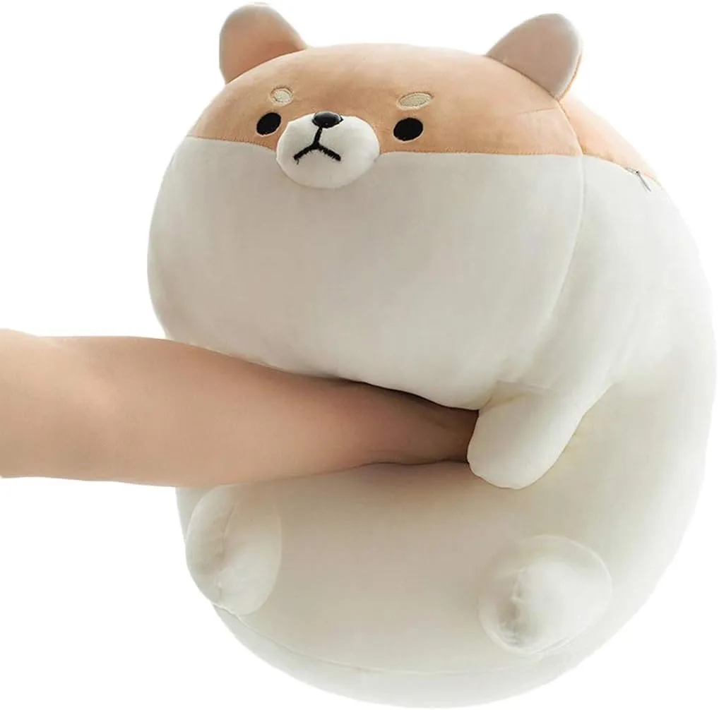 EHOTONG Shiba Inu Dog Plush Pillow, Corgi Stuffed Animal Plush Toy Hug Pillow Gifts for Girl Boy (Brown, 19.6in)