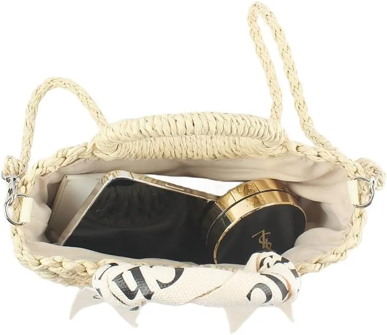 Eiyye Women's Shoulder Handbag Straw Beach Bag Woven Bag Handbag Purse Summer Beach Bag, Khaki