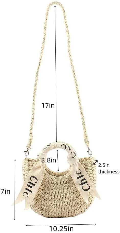 Eiyye Women's Shoulder Handbag Straw Beach Bag Woven Bag Handbag Purse Summer Beach Bag, Khaki