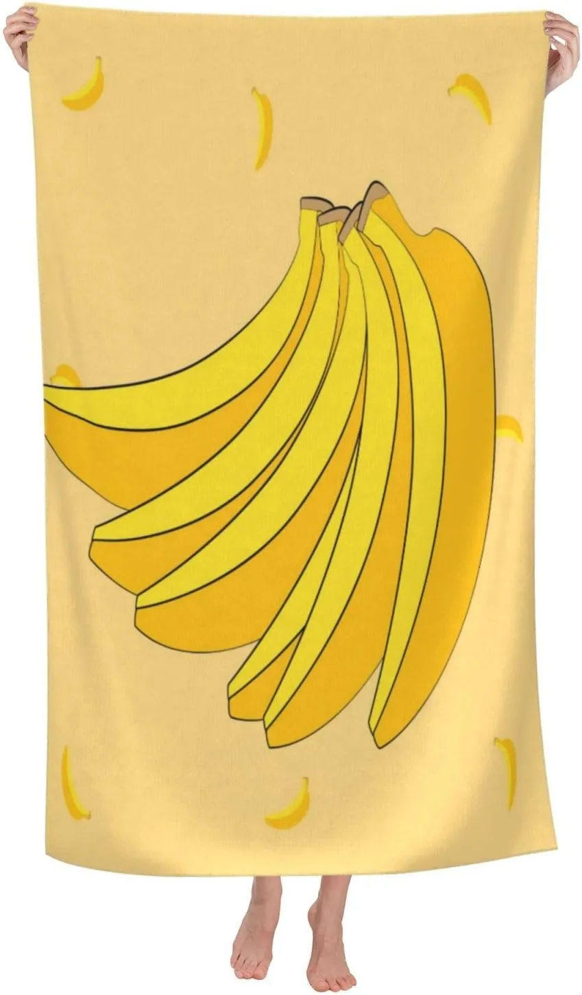 EkcoS Cartoon Banana Microfiber Absorbent Bath Towel,Soft and Absorbent, Towels for Bathroom, Gym, Hotel, and Spa (32x52inches)