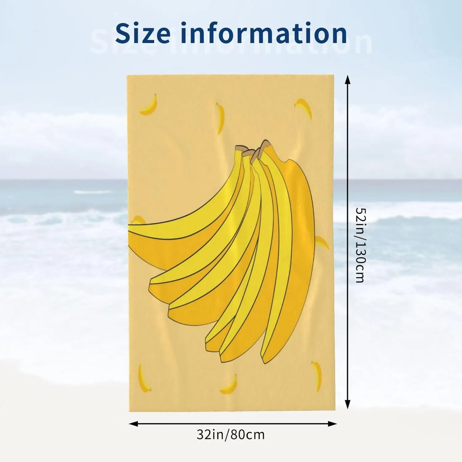 EkcoS Cartoon Banana Microfiber Absorbent Bath Towel,Soft and Absorbent, Towels for Bathroom, Gym, Hotel, and Spa (32x52inches)