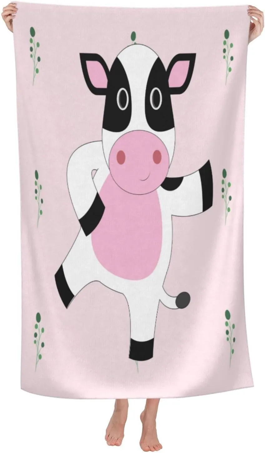 EkcoS Cartoon Calf Microfiber Absorbent Bath Towel,Soft and Absorbent, Towels for Bathroom, Gym, Hotel, and Spa (32x52inches)