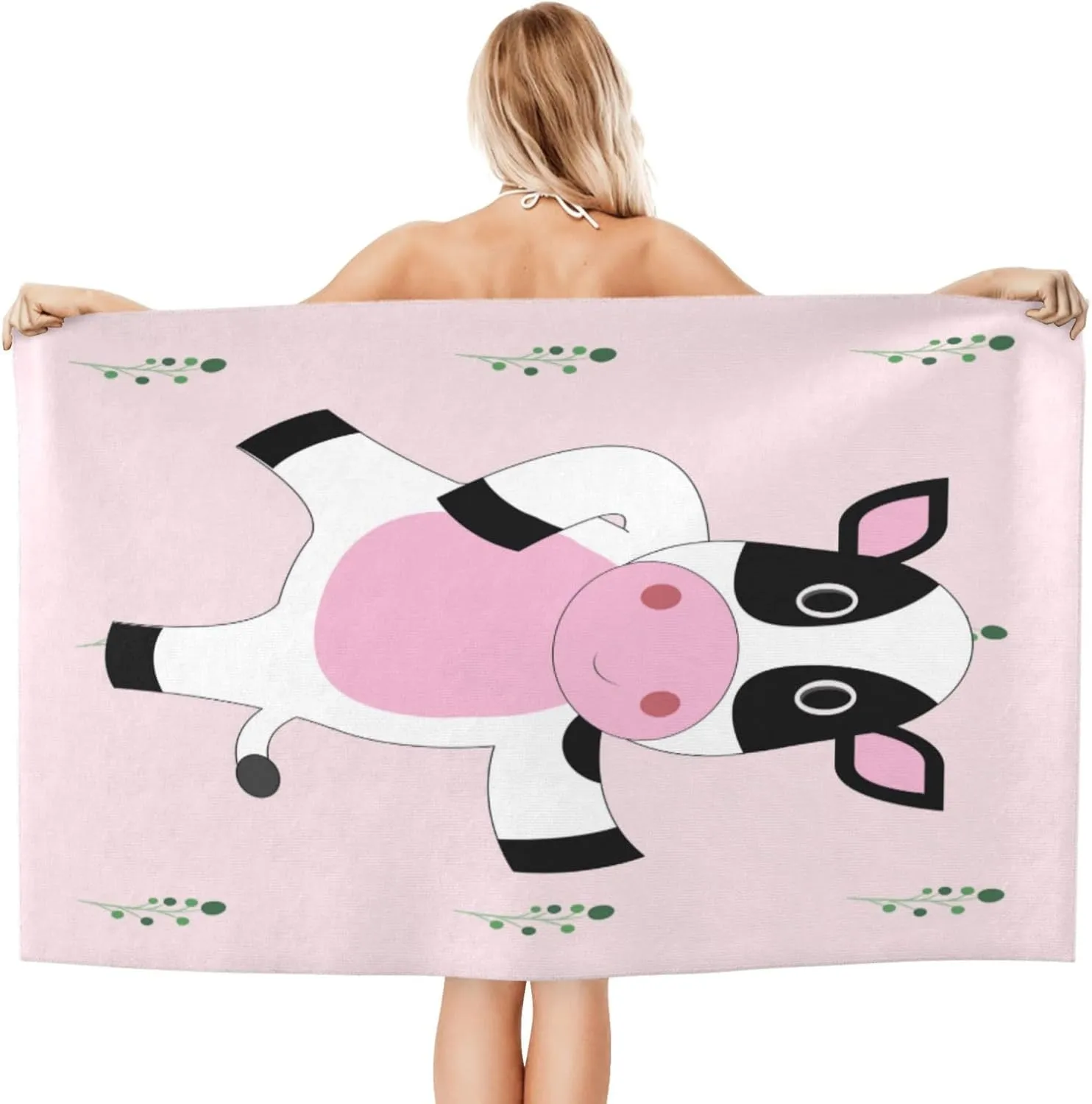 EkcoS Cartoon Calf Microfiber Absorbent Bath Towel,Soft and Absorbent, Towels for Bathroom, Gym, Hotel, and Spa (32x52inches)