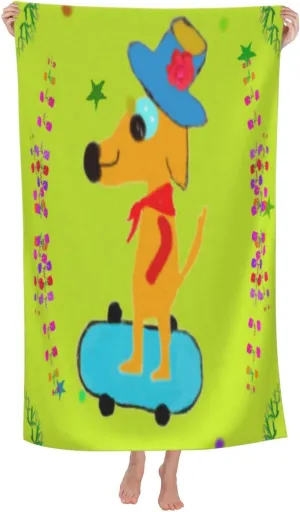 EkcoS Cartoon Dog Doing Sports Microfiber Absorbent Bath Towel,Soft and Absorbent, Towels for Bathroom, Gym, Hotel, and Spa (32x52inches)