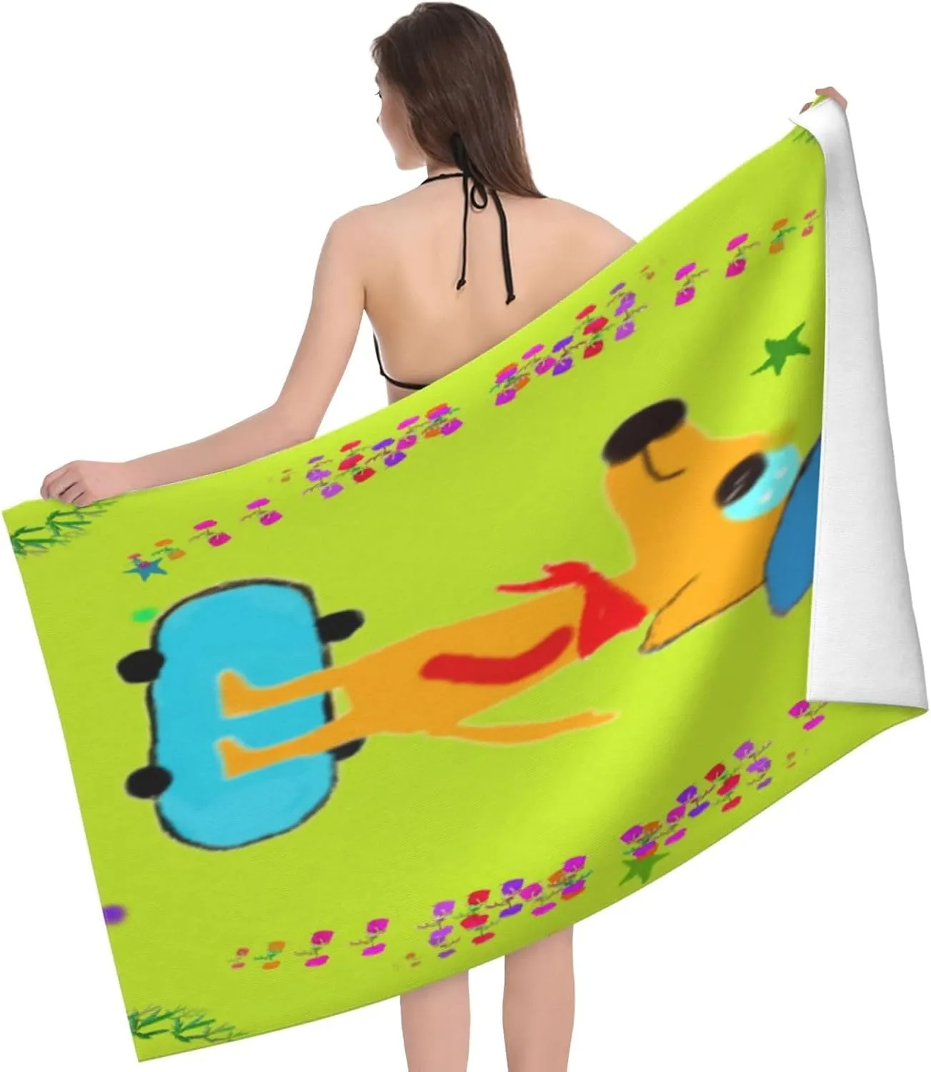 EkcoS Cartoon Dog Doing Sports Microfiber Absorbent Bath Towel,Soft and Absorbent, Towels for Bathroom, Gym, Hotel, and Spa (32x52inches)