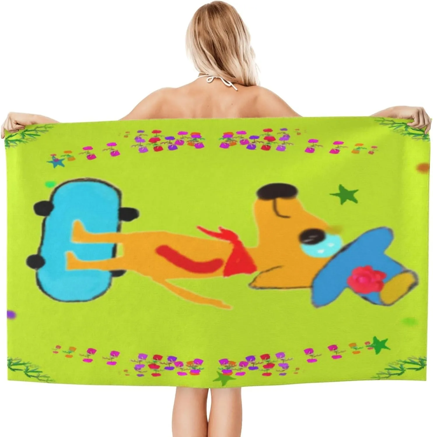 EkcoS Cartoon Dog Doing Sports Microfiber Absorbent Bath Towel,Soft and Absorbent, Towels for Bathroom, Gym, Hotel, and Spa (32x52inches)