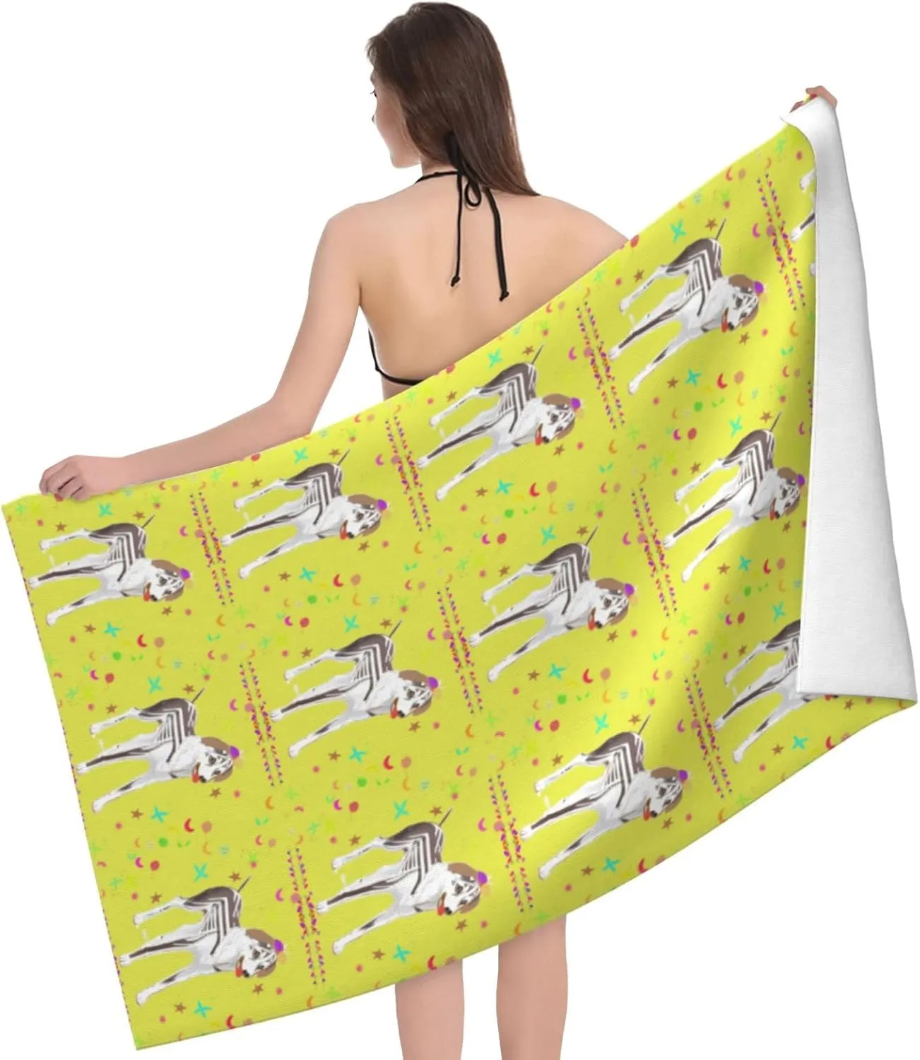 EkcoS Cartoon Grey and White Dog Microfiber Absorbent Bath Towel,Soft and Absorbent, Towels for Bathroom, Gym, Hotel, and Spa (32x52inches)