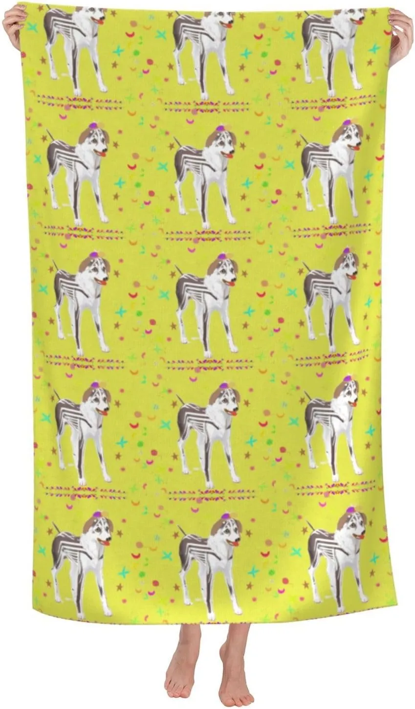 EkcoS Cartoon Grey and White Dog Microfiber Absorbent Bath Towel,Soft and Absorbent, Towels for Bathroom, Gym, Hotel, and Spa (32x52inches)