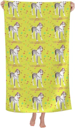 EkcoS Cartoon Grey and White Dog Microfiber Absorbent Bath Towel,Soft and Absorbent, Towels for Bathroom, Gym, Hotel, and Spa (32x52inches)