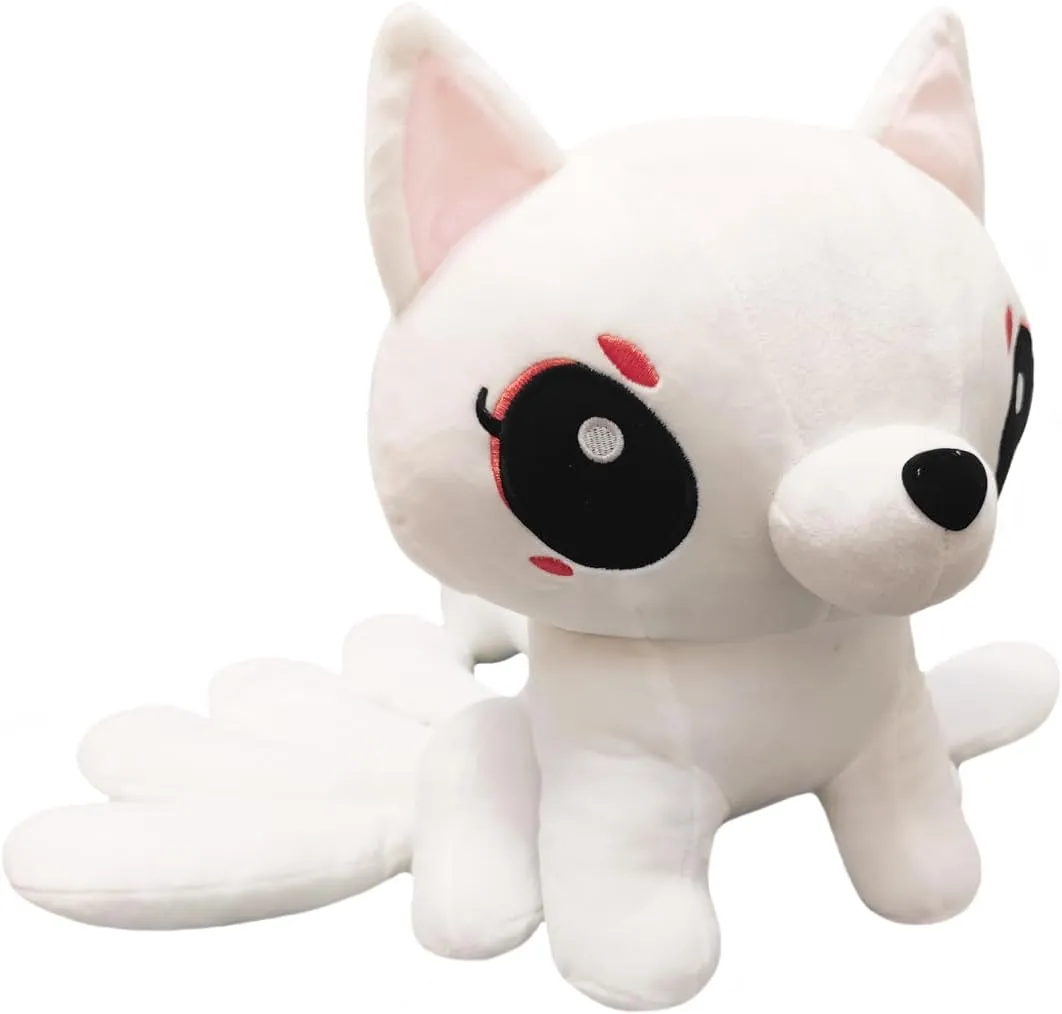 ELAINREN Cartoon Nine-Tailed Fox Plush Toy Ultra-Soft White Fox Stuffed Animals Kawaii Kyuubi Kitsune Plushie Dolls Gifts/9.8''x12.9''