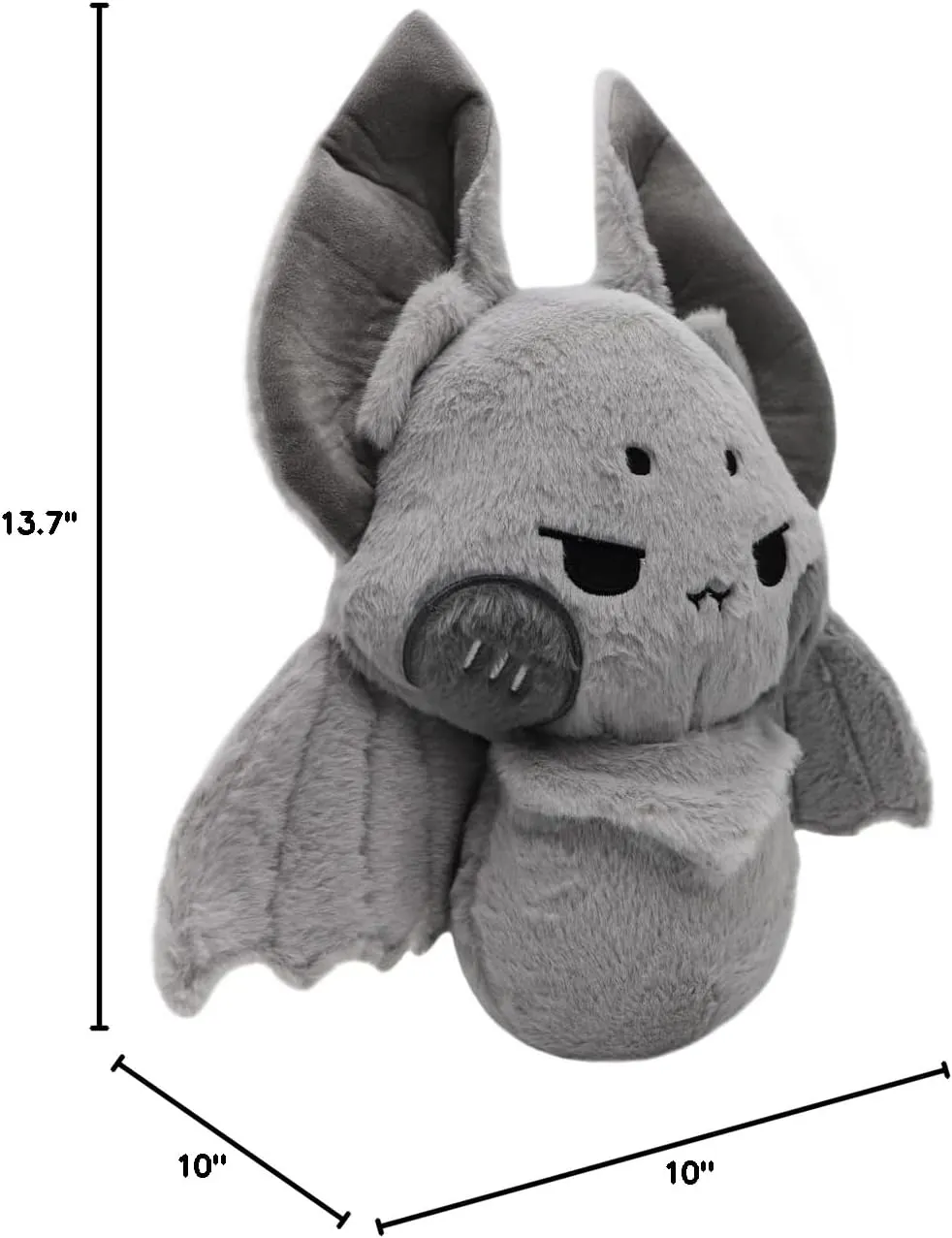 ELAINREN Crazy Gray Bat Plush Toy Halloween Bat Stuffed Soft Pillow Cartoon Furry Bat Plushie Dolls Gifts/13.7''