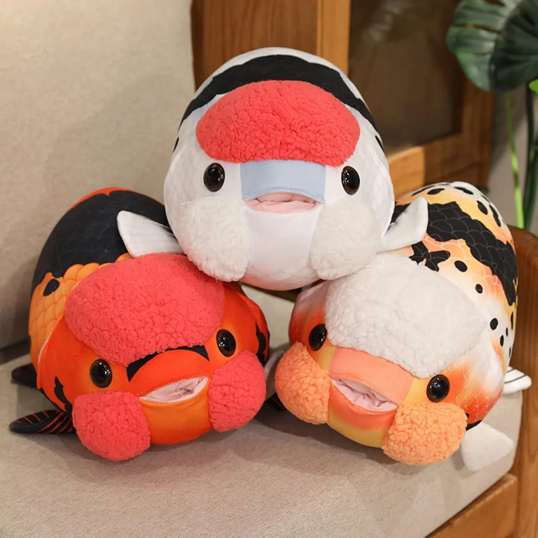 ELAINREN Ultra-Soft Goldfish Stuffed Pillow Chubby Bubble Fish Plush Toy Lifelike 3D Ranchu Carp Plushies Cushion Decor Gifts/19.6''