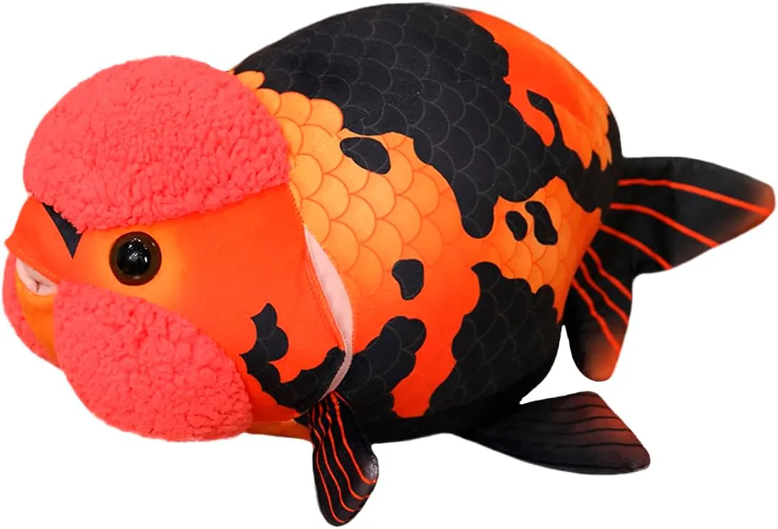ELAINREN Ultra-Soft Goldfish Stuffed Pillow Chubby Bubble Fish Plush Toy Lifelike 3D Ranchu Carp Plushies Cushion Decor Gifts/19.6''