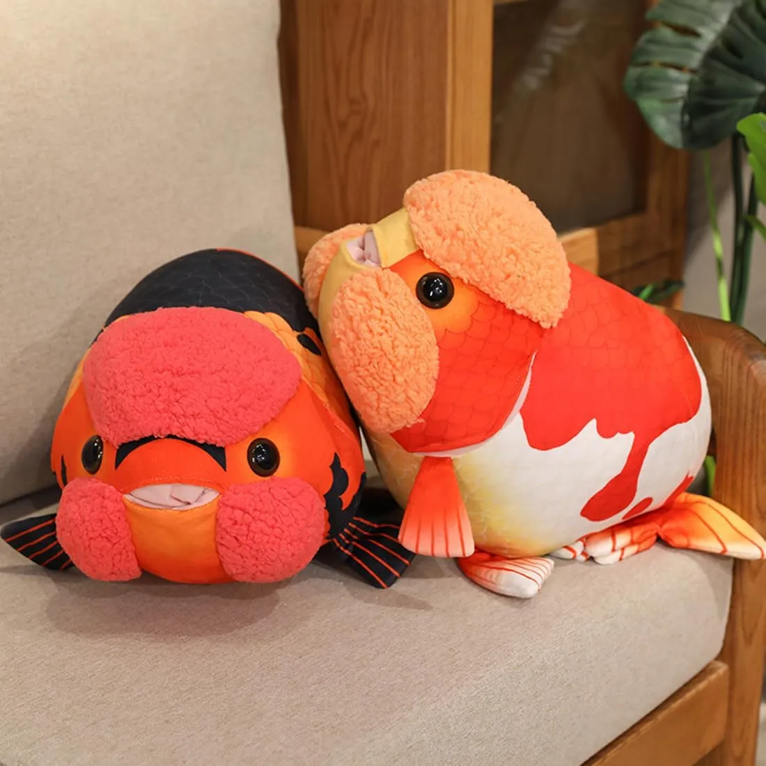 ELAINREN Ultra-Soft Goldfish Stuffed Pillow Chubby Bubble Fish Plush Toy Lifelike 3D Ranchu Carp Plushies Cushion Decor Gifts/19.6''