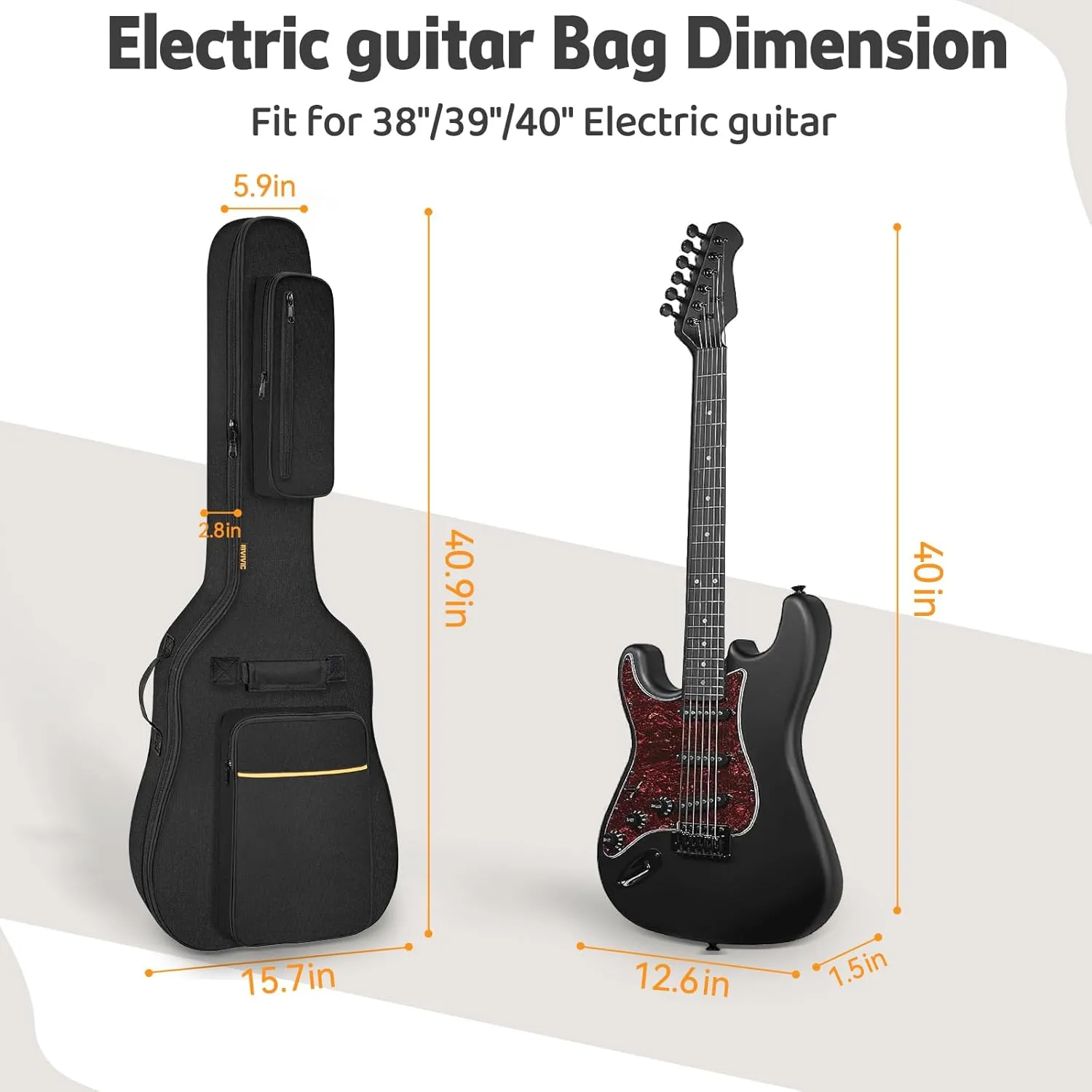 Electric Guitar Bag Dust Cover Water Resistent Dual Adjustable Shoulder Strap Guitar Case Gig Bag No Padding, Bag Only