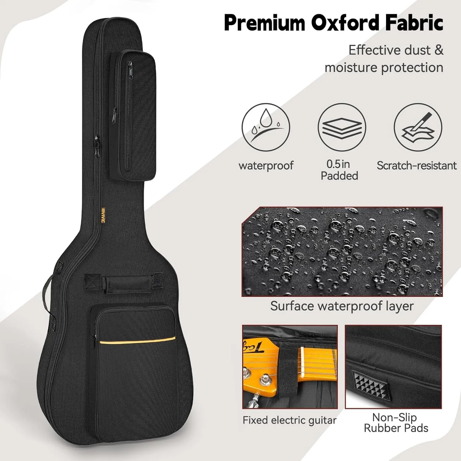 Electric Guitar Bag Dust Cover Water Resistent Dual Adjustable Shoulder Strap Guitar Case Gig Bag No Padding, Bag Only