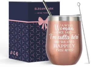 ELEGANTPARK Retirement Gifts for Women 2025 Coworker leaving Gifts for Women Retirement Tumbler for Going Away Farewell Goodbye Friends Teacher Boss Rose Gold Cup 12 OZ