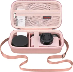 Elonbo 4K Digital Camera Carrying Case for Femivo/VETEK/IWEUKJLO/VJIANGER/WIKICO/Saneen/OIEXI 4K 48MP Vlogging Camera, Travel Compact Camera Storage Cover Bag Organizer Holder, Rose Gold
