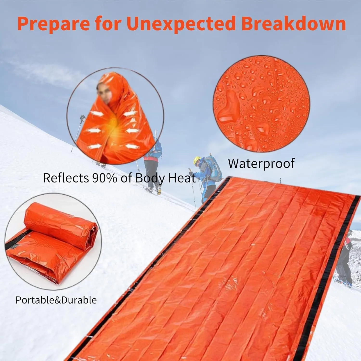 Emergency Sleeping Bag with Whistle, Portable Emergency Survival Bag 84" x 36", Lightweight Pocket Size Emergency Sleeping Bag, Waterproof Thermal Bivy Sack for Camping, Hiking