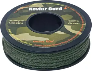 emma kites Camo Green, Red, Blue Braided Kevlar Cord 200Lb~1050Lb Abrasion/Flame Resistant Tactical Paracord, Trip Line, Cord Friction-Saw, Boot Laces, Survival Cord, Model Rocket Shock Cord