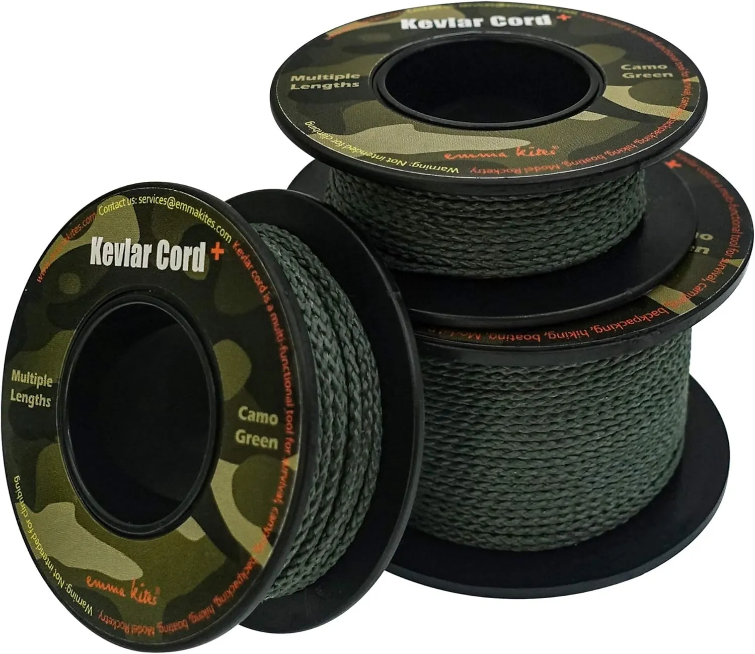 emma kites Camo Green, Red, Blue Braided Kevlar Cord 200Lb~1050Lb Abrasion/Flame Resistant Tactical Paracord, Trip Line, Cord Friction-Saw, Boot Laces, Survival Cord, Model Rocket Shock Cord
