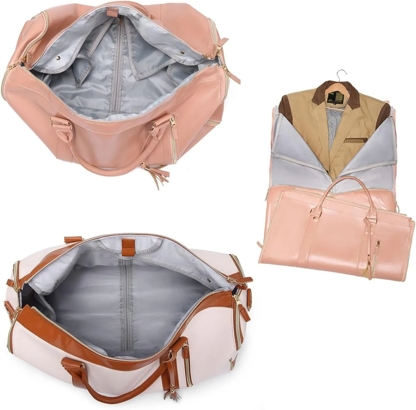 Emmafy Travel Bags for Women, 2025 New Luux Travel Bag Garment Bag, Garment Duffle Bags for Travel, Carry On Garment Bag(Pink)