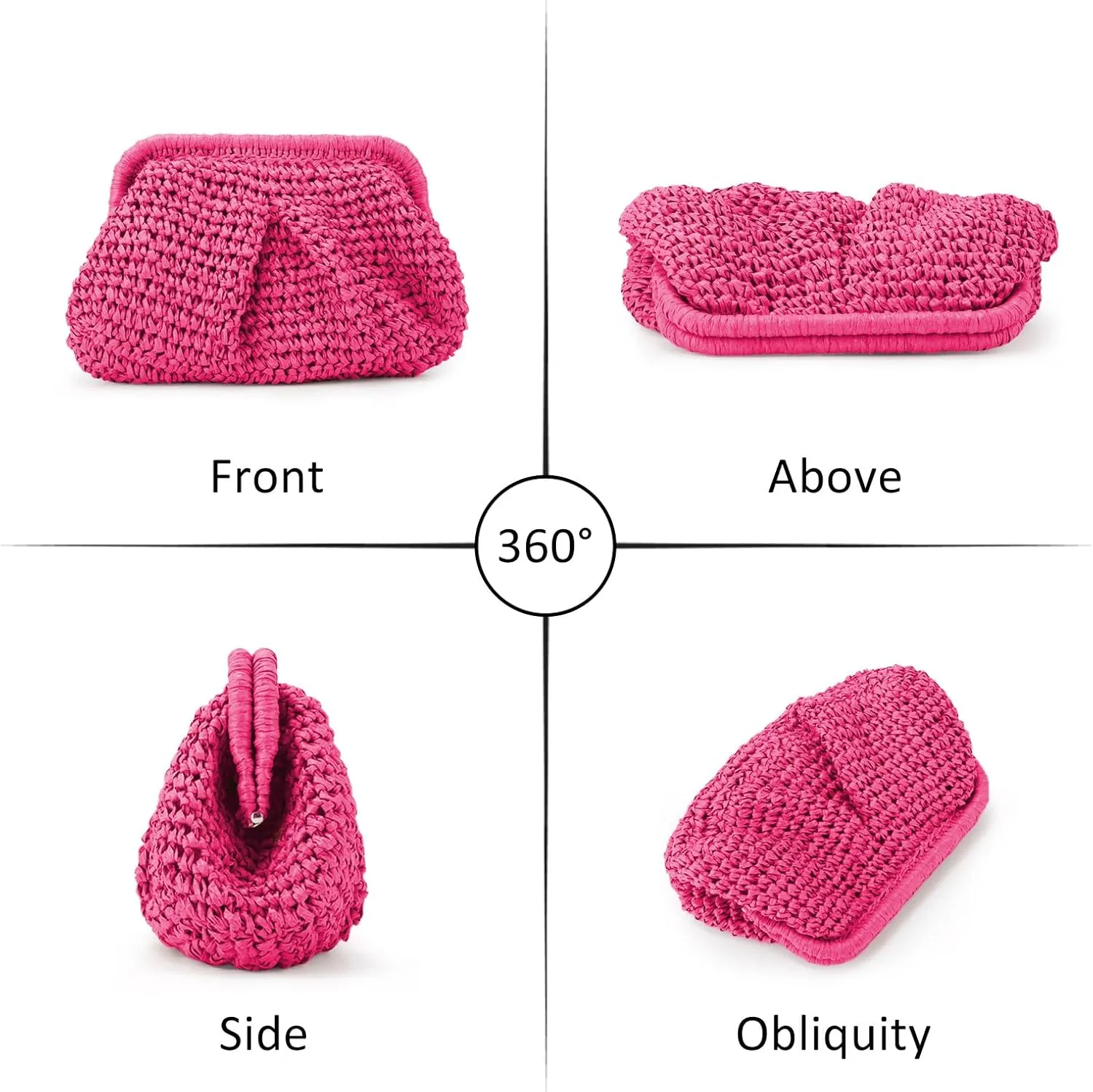 Emprier Straw Clutch Purse for Women Cloud Dumpling Pouch Straw Crossbody Shoulder Handbag Summer Beach Woven Bag