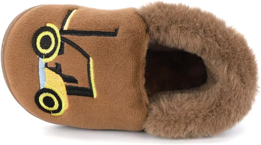 ESTAMICO Girls Cute Cartoon Slippers with Memory Foam Kids Plush Warm Winter House Shoes