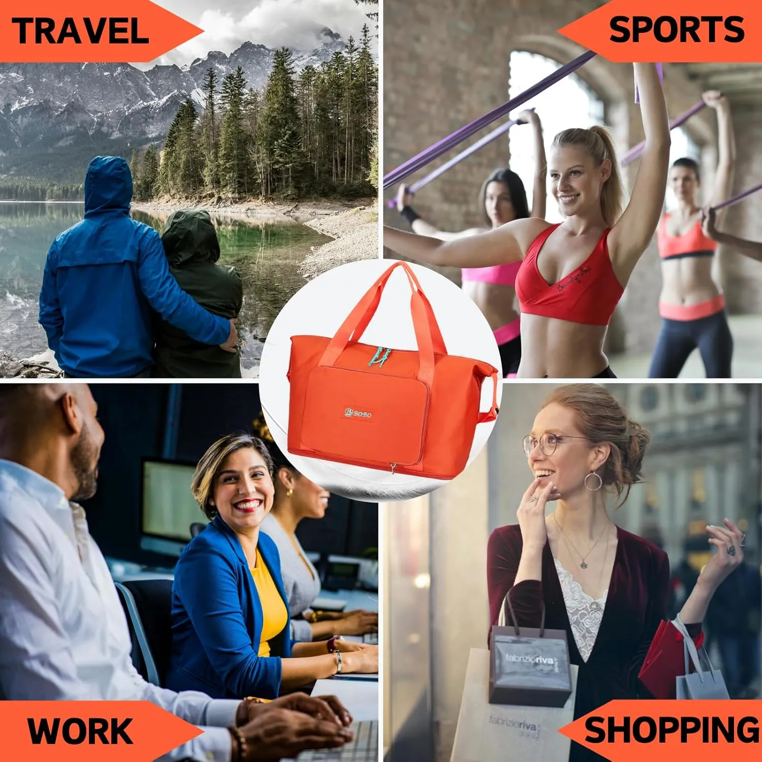 Expandable Travel Duffle Bag for Women Men, Lightweight Foldable Travel Tote Bags Gym Bag, Large Waterproof Carry On Weekender Overnight Bag with Wet Pocket for Workout, Fitness, Shopping Peacock Blue