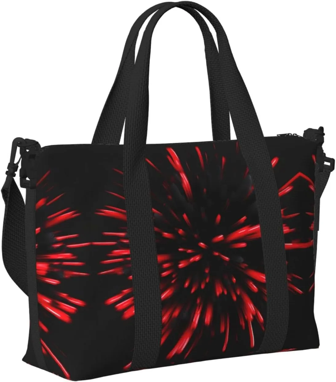 Explosion Burst Red And Black Small Duffel Bag Foldable Travel Bag Weekender Bag Overnight Gym Hospital Bags For Women&Men