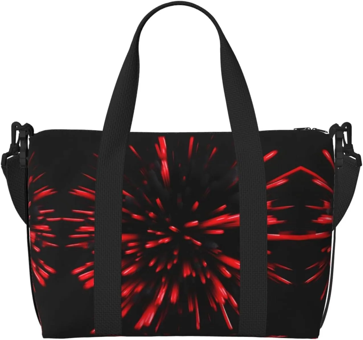 Explosion Burst Red And Black Small Duffel Bag Foldable Travel Bag Weekender Bag Overnight Gym Hospital Bags For Women&Men