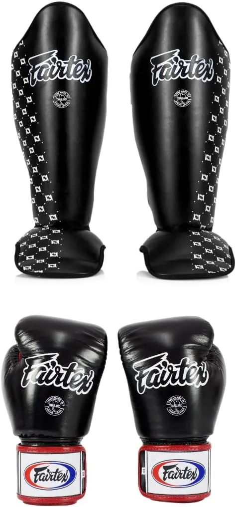 Fairtex SP5 Black Large Shin Guards   BGV1 16 oz Black/White/Red Glove