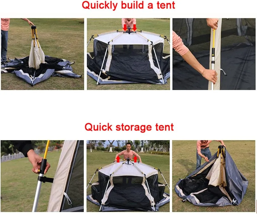 Family Outdoor Camping Tent Automatic Pop-Up Tent 3-4 Person Double Layer Waterproof Instant Tent Easy Set Up Ideal Outdoor