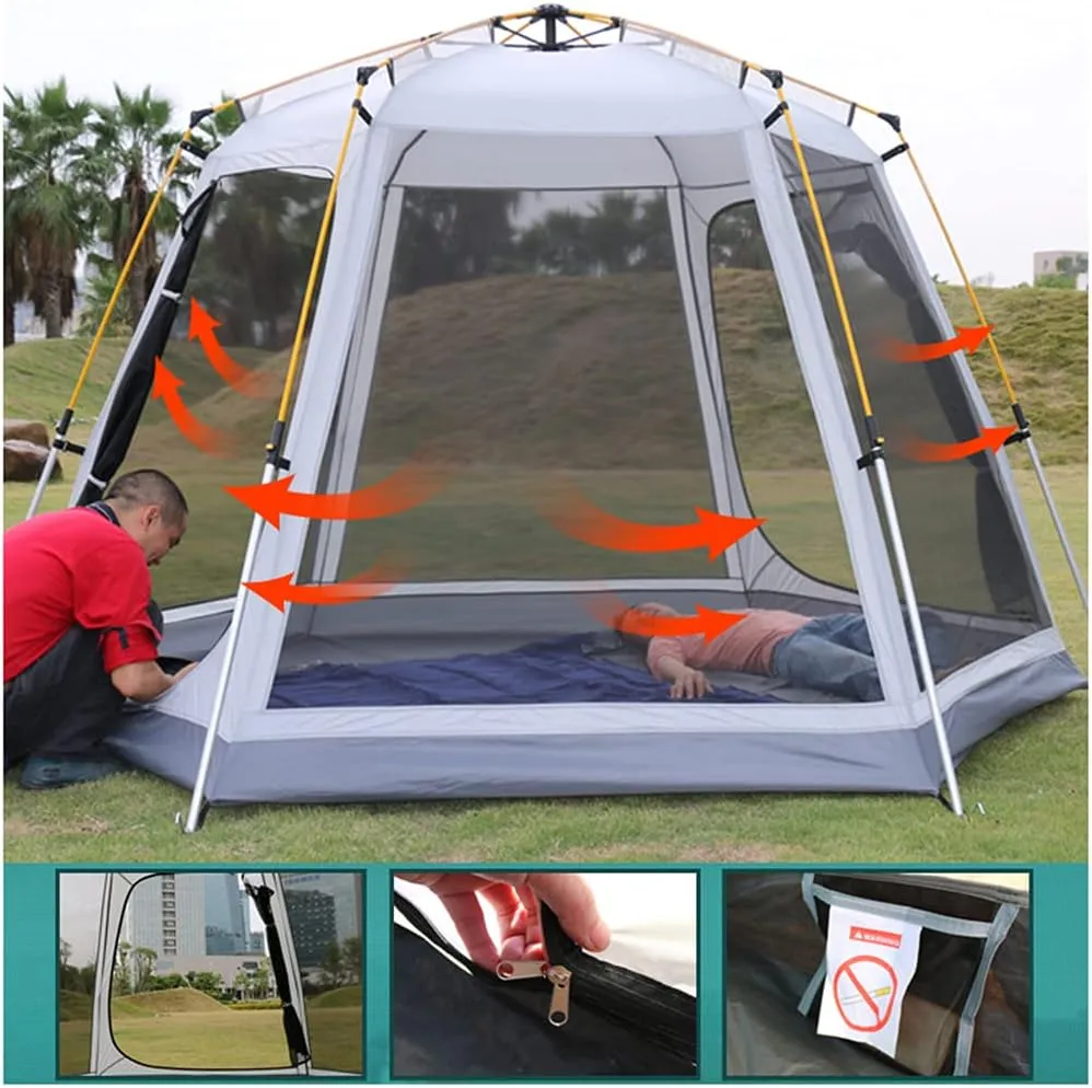 Family Outdoor Camping Tent Automatic Pop-Up Tent 3-4 Person Double Layer Waterproof Instant Tent Easy Set Up Ideal Outdoor