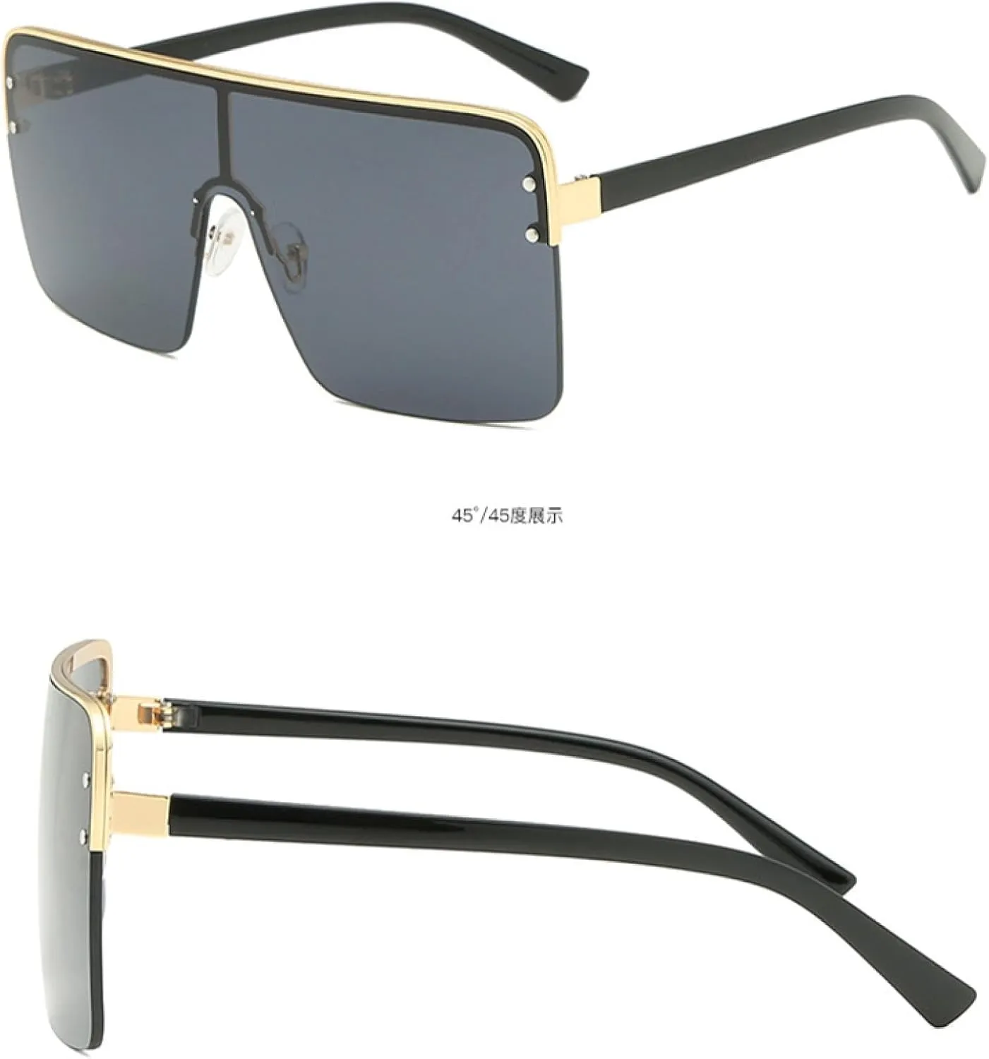 Fashion Oversized Sunglasses Women Men Trend Luxury One Piece Eyewear Summer Beach Vacation Sunglasses Uv400
