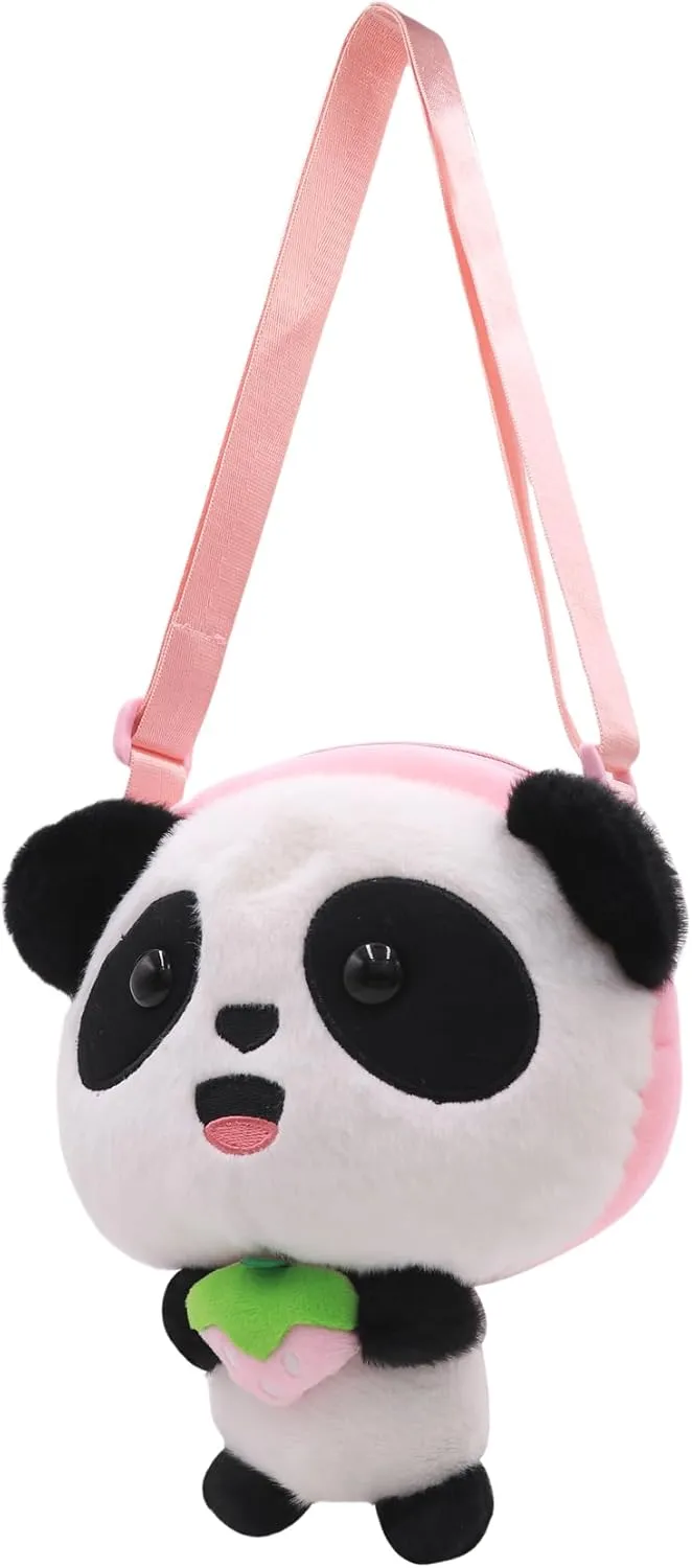 Faux Fur Panda Crossbody Purse for Women Small Fluffy Animal Shoulder Bag Plush Panda Purse Animal Stuffed Purse Cartoon Bag