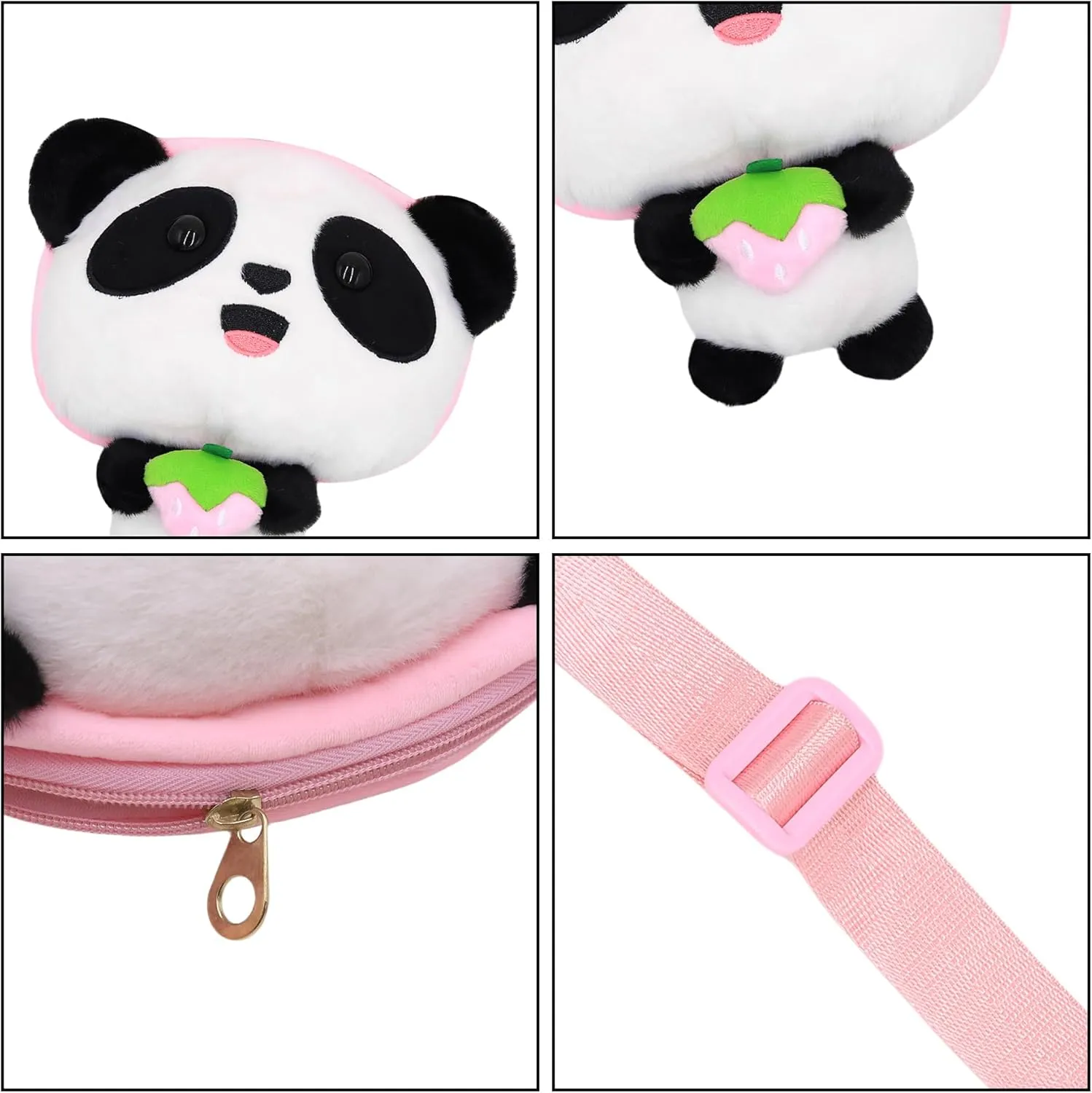 Faux Fur Panda Crossbody Purse for Women Small Fluffy Animal Shoulder Bag Plush Panda Purse Animal Stuffed Purse Cartoon Bag