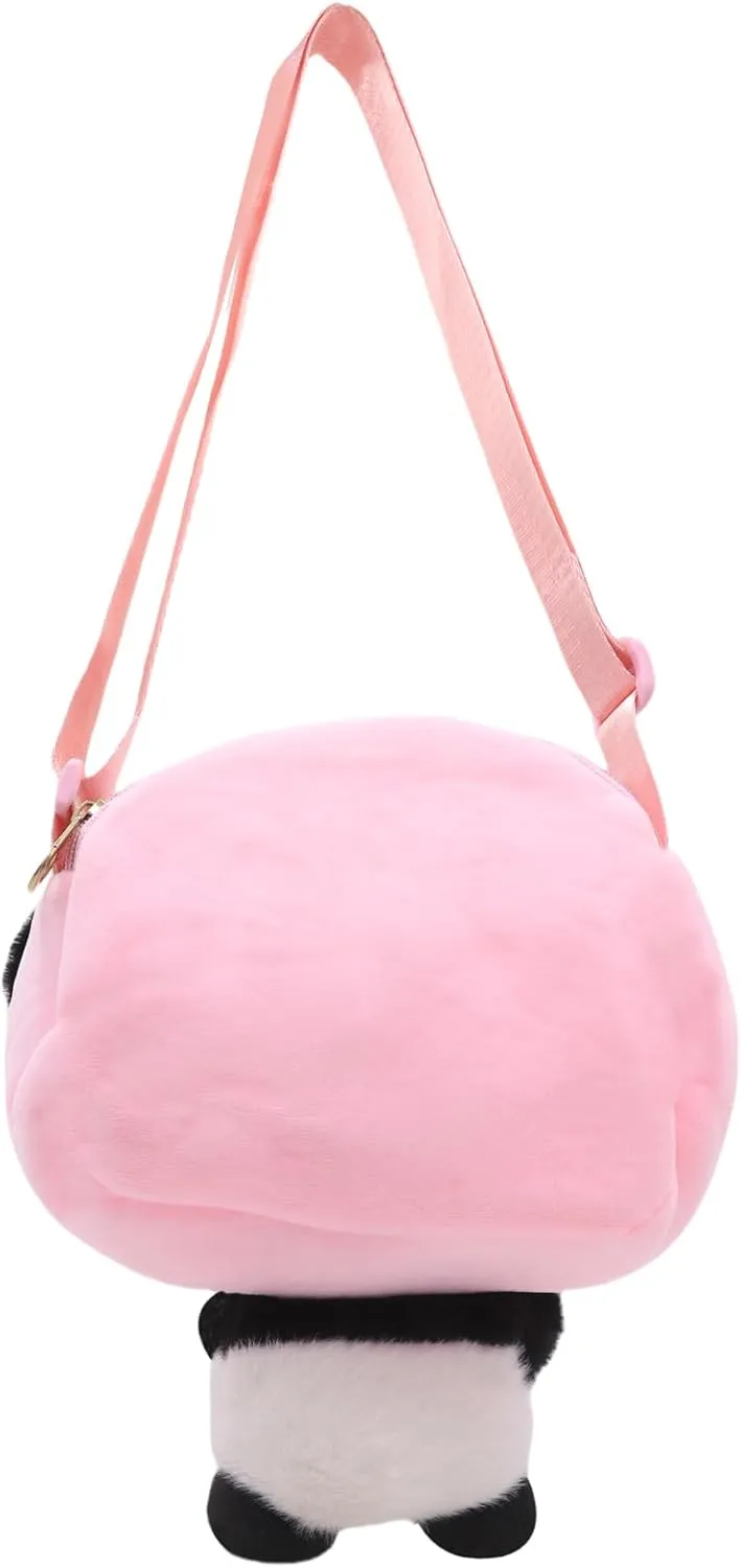 Faux Fur Panda Crossbody Purse for Women Small Fluffy Animal Shoulder Bag Plush Panda Purse Animal Stuffed Purse Cartoon Bag