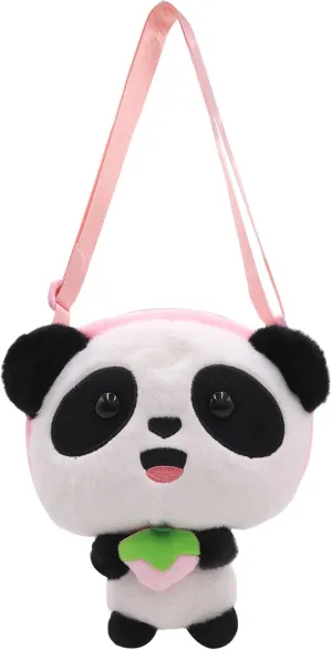 Faux Fur Panda Crossbody Purse for Women Small Fluffy Animal Shoulder Bag Plush Panda Purse Animal Stuffed Purse Cartoon Bag