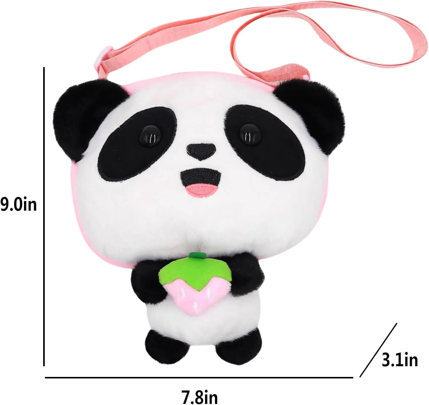 Faux Fur Panda Crossbody Purse for Women Small Fluffy Animal Shoulder Bag Plush Panda Purse Animal Stuffed Purse Cartoon Bag