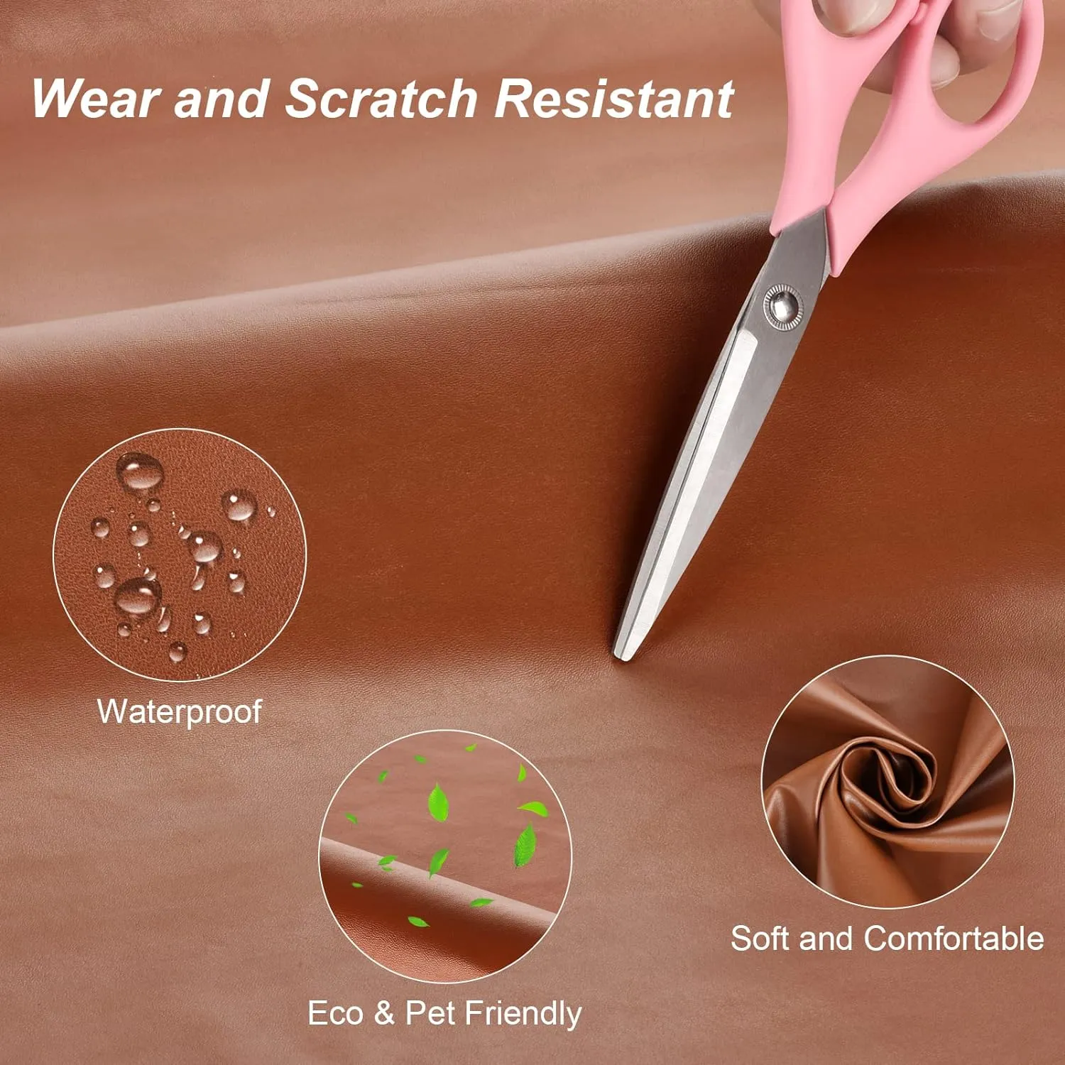 Faux Leather 2 Yards 58" x 72", 1.0 mm Thick Upholstery Leather PU Fabric Synthetic Leather Material Vinyl Leather Sheets for Upholstery Crafts, DIY Sewing, Sofa, Handbag (Apricot_Smooth Surface)