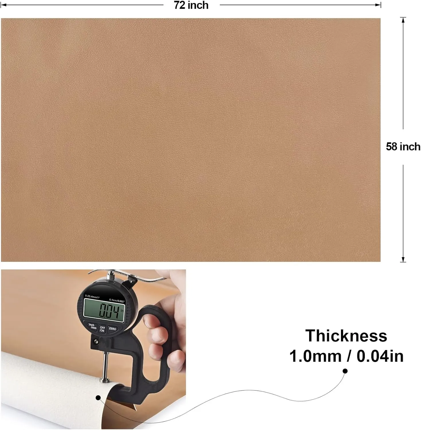 Faux Leather 2 Yards 58" x 72", 1.0 mm Thick Upholstery Leather PU Fabric Synthetic Leather Material Vinyl Leather Sheets for Upholstery Crafts, DIY Sewing, Sofa, Handbag (Apricot_Smooth Surface)