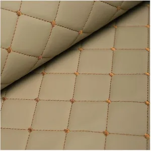 Faux Leather Thread Quilted Foam Fabric Vinyl for Upholstery Automotive,Furniture, DIY Projects, Headboards, Home Decor 1.4x1m(Colour: Red)(Beige,1.4X3m)
