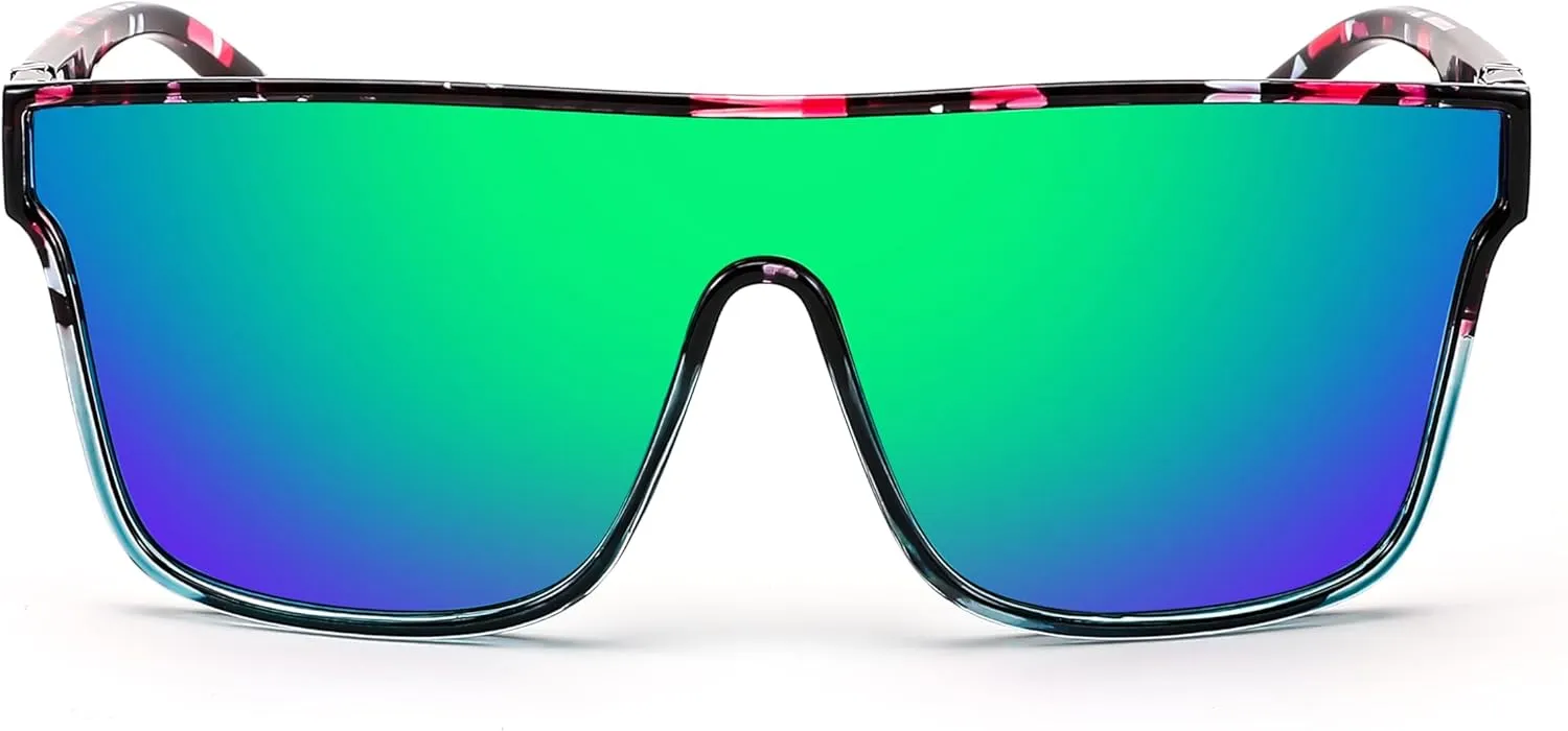 FEISEDY Sunglasses for Women Men, Fashion Mirrored Single Lens, Driving Beach Sunnies UV400 Shades B2996
